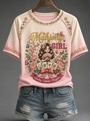 Women's Mahjong Print Casual T-Shirt
