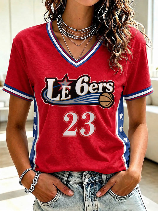 Men's Basketball 23 Printed V-neck T-shirt