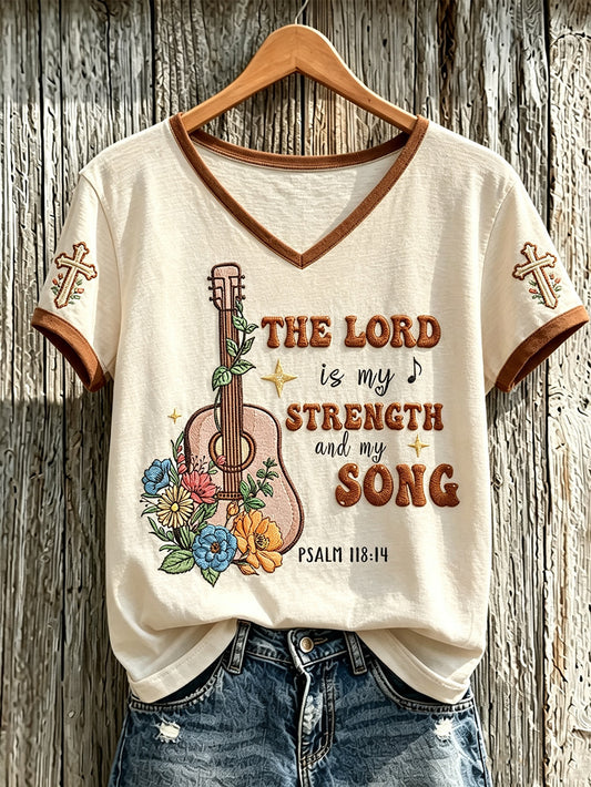 Women's faith-themed fun slogan pattern printed casual short-sleeve T-shirt