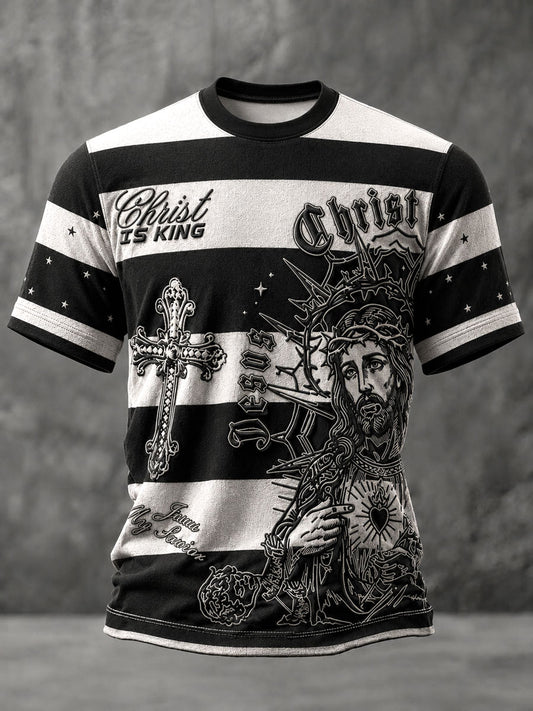 Men's Christ Is King Printed Casual T-Shirt
