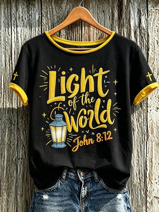 Women's faith-themed fun slogan pattern printed casual short-sleeve T-shirt