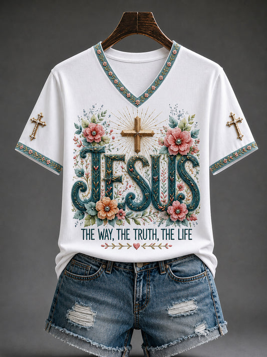 Women's JESUS THE WAY, THE TRUTH, THE LIFE Cross Short Sleeve T-shirt