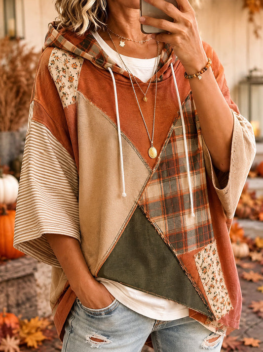 Women's Fall Patchwork Art Hoodie