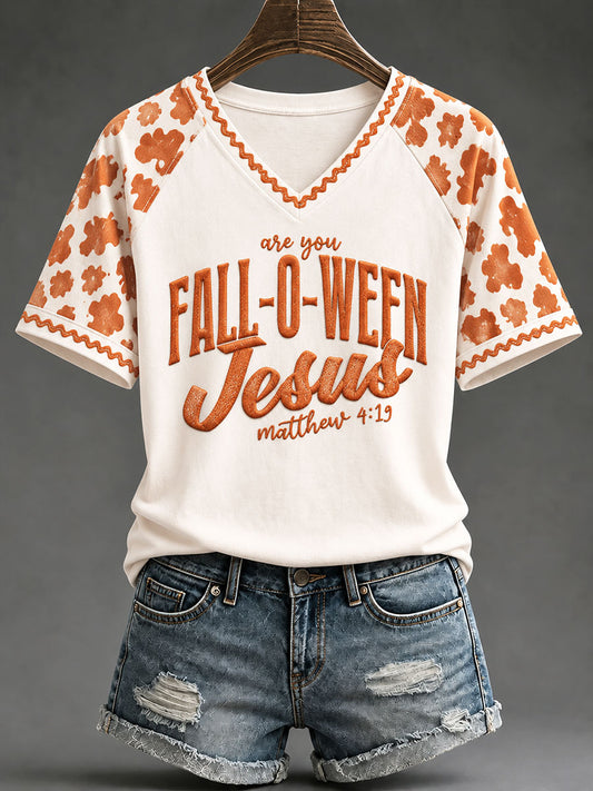 Women's"Are You Fall-o-ween Jesus"Christian Halloween T-shirt