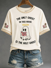 Women's"The Only Ghost In This House Is The Holy Ghost"Christian Halloween T-shirt