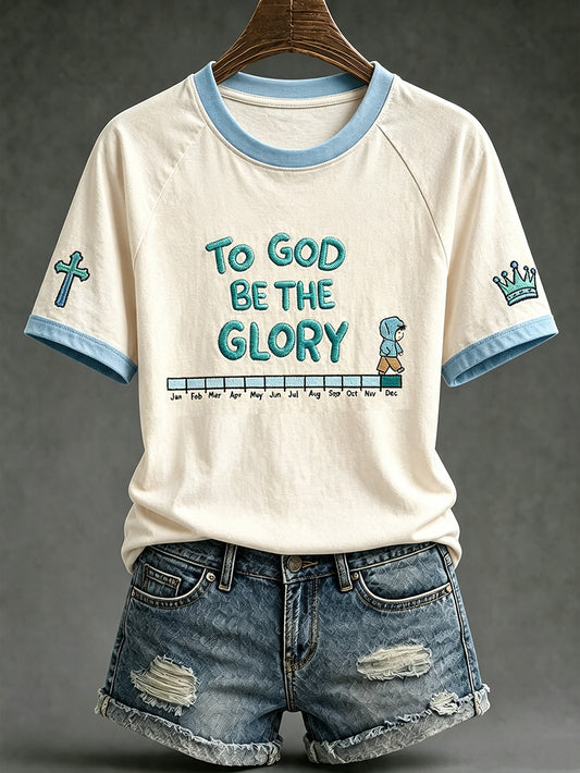 Women's faith-themed fun pattern printed casual short-sleeve T-shirt