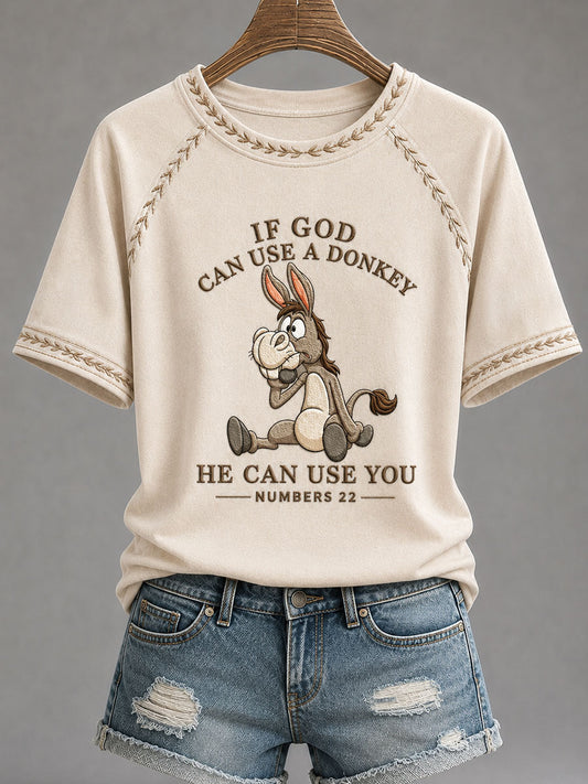 Women's 'If God Can Use A Donkey, He Can Use You' Casual T-Shirt