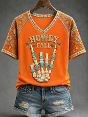 Women's "Howdy Fall" Bohemian Style Printed Casual T-Shirt