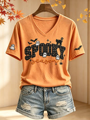 Women's Spooky Season Ghost Print Comfy Short-sleeved T-shirt