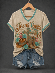 Women's Jesus Loves Me Short-sleeved T-shirt