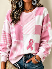 Women's Women's Breast Cancer Awareness  Support  Pink Ribbon Regular Sweatshirt