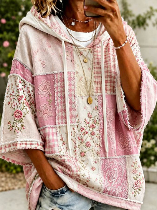 Women's Pink Breast Cancer Awareness Floral Hoodie