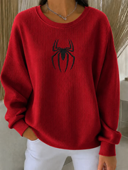 Women's Spider-Man Movies Ribbed Round-Neck Sweatshirt
