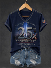 Women's 9.11 Never Forget Printed V-neck T-shirt