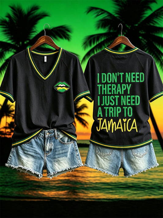 Women's I Don't Need Therapy I Just Need A Trip to Jamaica Vacation short-sleeved T-shirt