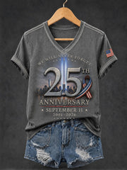 Women's 9.11 Never Forget Printed V-neck T-shirt
