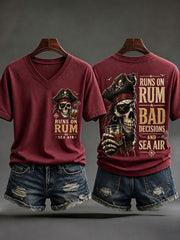 Women's 'Runs On Rum, Bad Decisions, And Sea Air' V-Neck T-Shirts