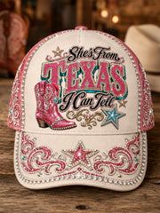Unisex She's From Texas I Can Tell Print Hat
