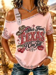 Women's She's From Texas I Can Tell Print Casual Tee