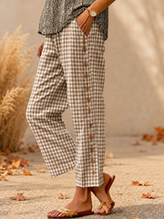 Women's Fall Printed cotton linen nine-minute trousers