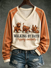 Women's Walking By Faith Tripping Constantly Long-sleeved T-shirt