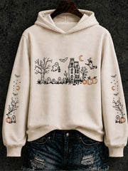 Women's Halloween Ghastly Witch Pumpkin Bat Regular Hoodie