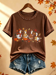 Women's Autumn printed short-sleeved T-shirt