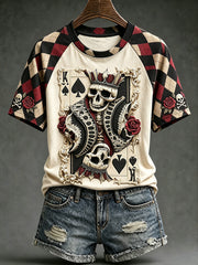 Women's Retro Gothic Poker Elements Printed Casual Short Sleeve T-Shirt