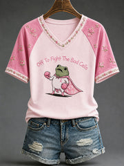 Women's 'Off To Fight The Bad Cells'  Fun Breast Cancer Prevention and Awareness T-shirt