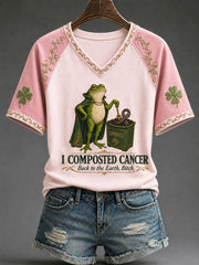 Women's 'I Composted Cancer Back To The Earth' Fun Breast Cancer Prevention and Awareness T-shirt