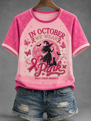 Women's In October We Wear Pink Round Neck Short Sleeve T-shirt