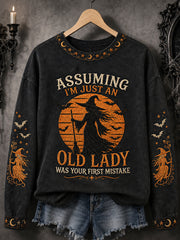 Women's Funny Halloween Witch Print Casual Sweatshirt