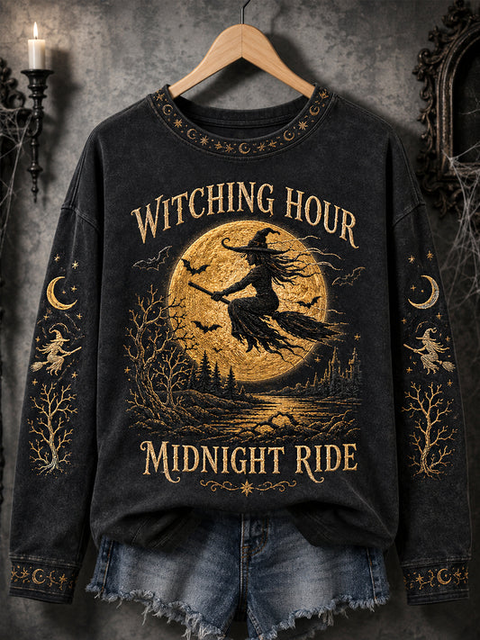 Women's Funny Halloween Witch Print Casual Sweatshirt