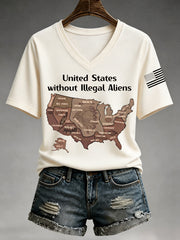 Women's United States Without Illegal Aliens V-Neck Tee