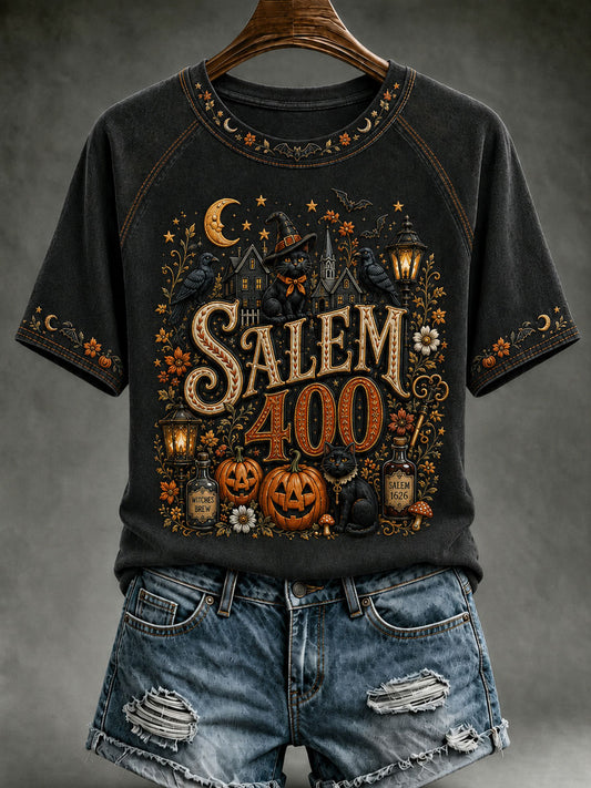 Women's Vintage Halloween O-neck Short Sleeve T-shirt