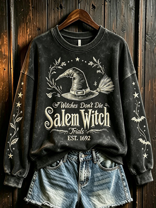 Women's Halloween Witch Element Pattern Printed Casual Sweatshirt