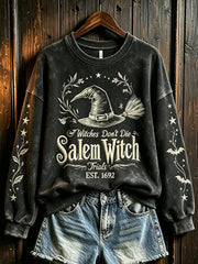 Women's Halloween Witch Element Pattern Printed Casual Sweatshirt