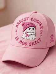 Unisex In October We Wear Pink Halloween Pink Ghost Print Breast Cancer Awareness Support Hat