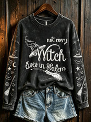 Women's Halloween Witch Element Pattern Printed Casual  Sweatshirt