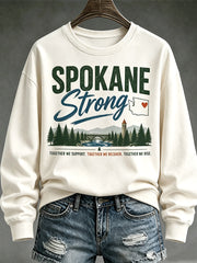 Women's Pray For Spokane Complex Fire Print Casual Sweatshirt