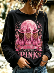 Women's Witches In October We Wear Pink Regular Sweatshirt