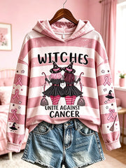 Women's Breast Cancer Theme Halloween Elements Pattern Printed Casual Sweatshirt