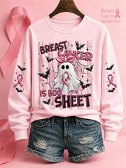 Women's"In October We Wear Pink" Breast Cancer Awareness Halloween Casual Regular Sweatshirt