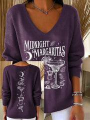 Women's Midnight Margaritas V-Neck Ribbed Top