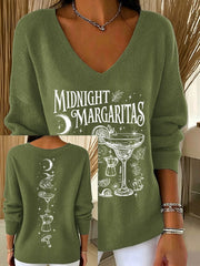 Women's Midnight Margaritas V-Neck Ribbed Top