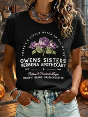 Women's Owens Sisters Apothecary Witch Print Short-sleeved T-shirt