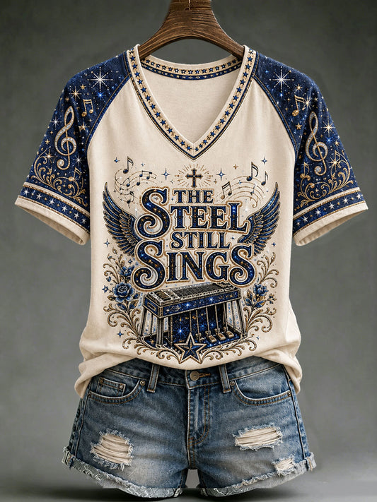Women's The Steel Still Sings V-neck T-shirt