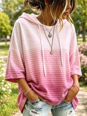 Women's Pink Striped Artistic Hoodie