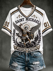 Women's Retro Saint Michael the Archangel Short-sleeved T-shirt