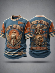 Men's Retro Saint Michael the Archangel Short Sleeves T-shirt